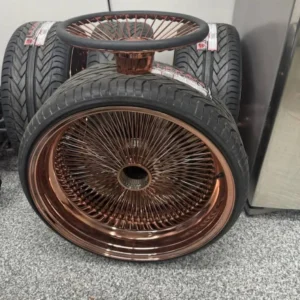 dayton rose gold luxury wire wheel & tire package