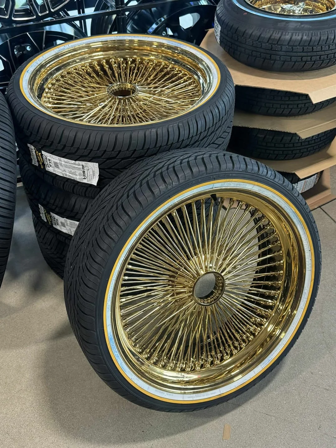22×8 titanium gold wire wheels & vogue gold/white tire package 22×8 titanium gold wire wheels & vogue gold/white tire package