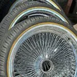 20×8 standard 150 spoke chrome wire spoke wheels rims gold/white vogue tires 20×8 standard 150 spoke chrome wire spoke wheels rims gold/white vogue tires