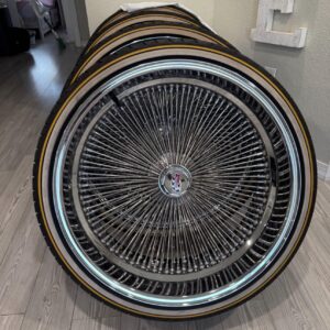 22 inch chrome spokes with vogue tires come with all hardware and hammer