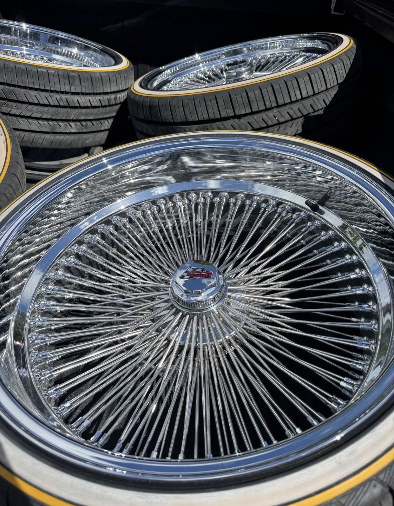22 inch chrome spokes with vogue tires come with all hardware and hammer 22 inch chrome spokes with vogue tires come with all hardware and hammer