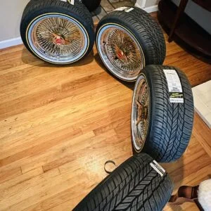 17 inch gold and chrome wire wheels with vogue tires 17 inch gold and chrome wire wheels with vogue tires