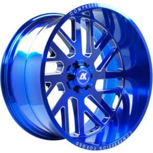 set 26×14 axe compression forged 2.7 blue brushed wheels 8×180 chevy gmc